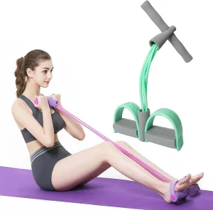 21 Fitness Resistance Bands-4 Tube Pedal Ankle Puller, 2025 Upgrade Multifunction Tension Rope, for Abdomen/Waist/Arm/Leg Stretching Slimming Training