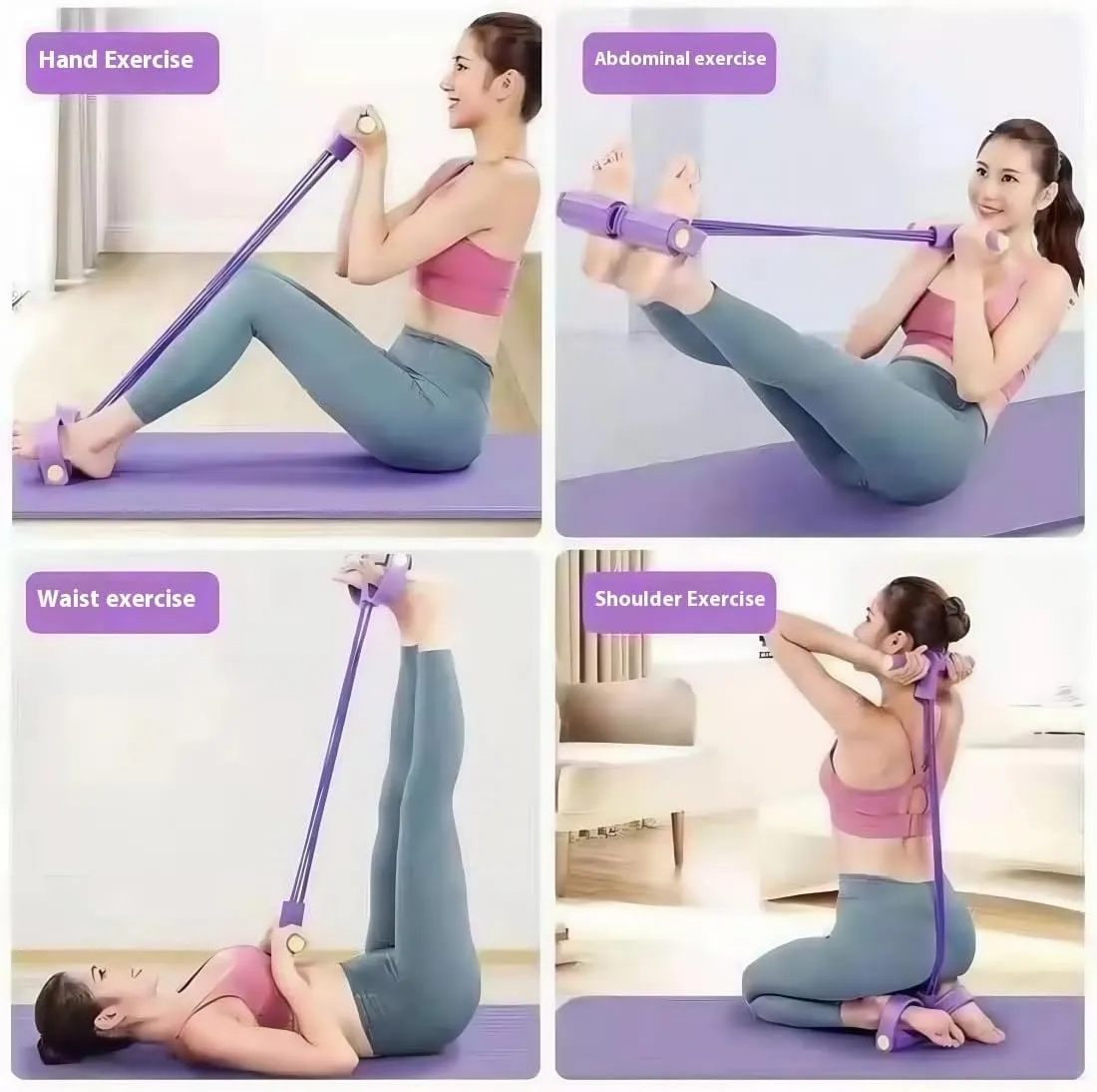 21 Fitness Resistance Bands-4 Tube Pedal Ankle Puller, 2025 Upgrade Pedal Ankle Puller Resistance Bands, Workout Equipment for Abdomen/Waist/Arm/Leg Stretching Slimming Training
