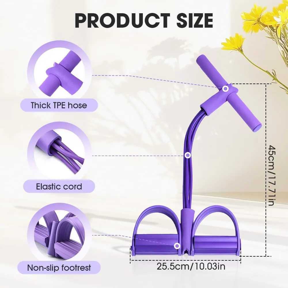 21 Fitness Resistance Bands-4 Tube Pedal Ankle Puller, Pedal Resistance Band with Handle, Multifunction Tension Rope for Abdomen/Waist/Arm/Leg Stretching Slimming Training