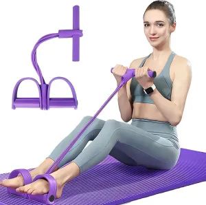 21 Fitness Resistance Bands-4 Tube Pedal Ankle Puller, Sit Up Exercise Equipment, Ab Training Auxiliary Device with Bands, Glute Workout Equipment for Women Men
