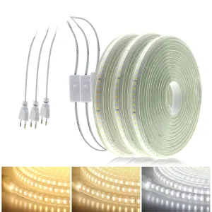 220V LED Strip 120LEDs 8W/m with EU Plug and Switch Not Dazzling Flexible LED Light Waterproof Outdoor Use LED Tape