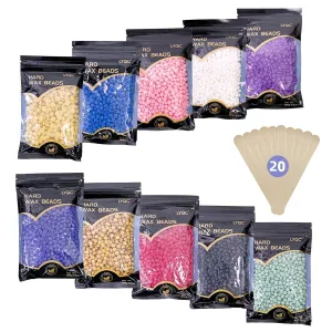 2.2lbs Hair Removal Wax Beads, Professional Hard Wax Beads 1000g, with 20 Applicators, Suitable for Full Body, Painless Gentle Wax Bead Hair Removal for Men and Women