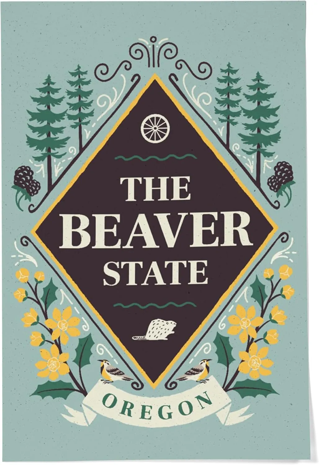 24x36 Inch Giclee Print, Oregon, State Motto Crest, State Series