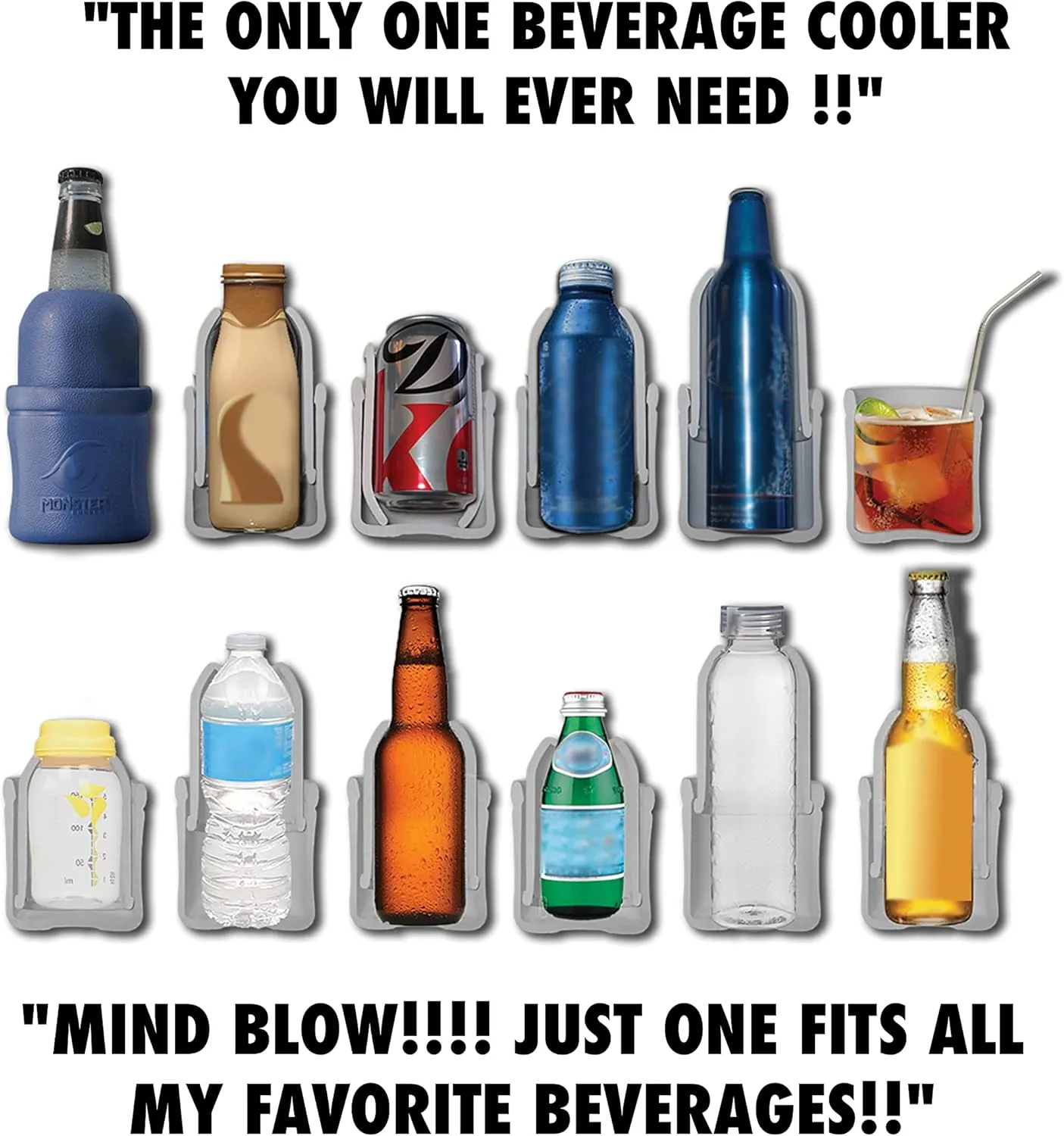 3-in-1 ONLY Lightweight and adjustable Can/Bottle Cooler | Indestructible | Fits odd Bottle Shapes and Sizes | for ice cold Hard Seltzer, Beer, Soda (Conch Shell- Pink, Single)
