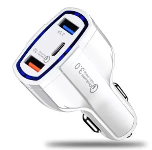 3 Port USB PD Quick Fast Car Charger QC3.0 Adapter Cigarette Lighter Socket