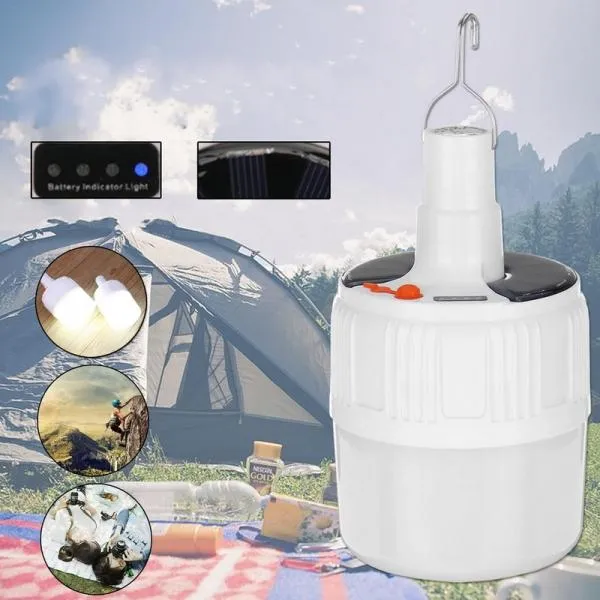 30W Solar LED Rechargeable Bulb Light Multi Mode Night Market Stand Camping Emergency Light with Remote Control - Medium
