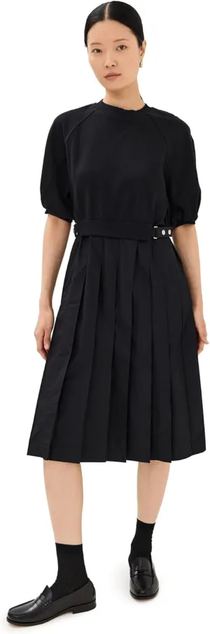 3.1 Phillip Lim Women's Lantern Sleeve Sweatshirt Dress with Pleated Poplin Combo