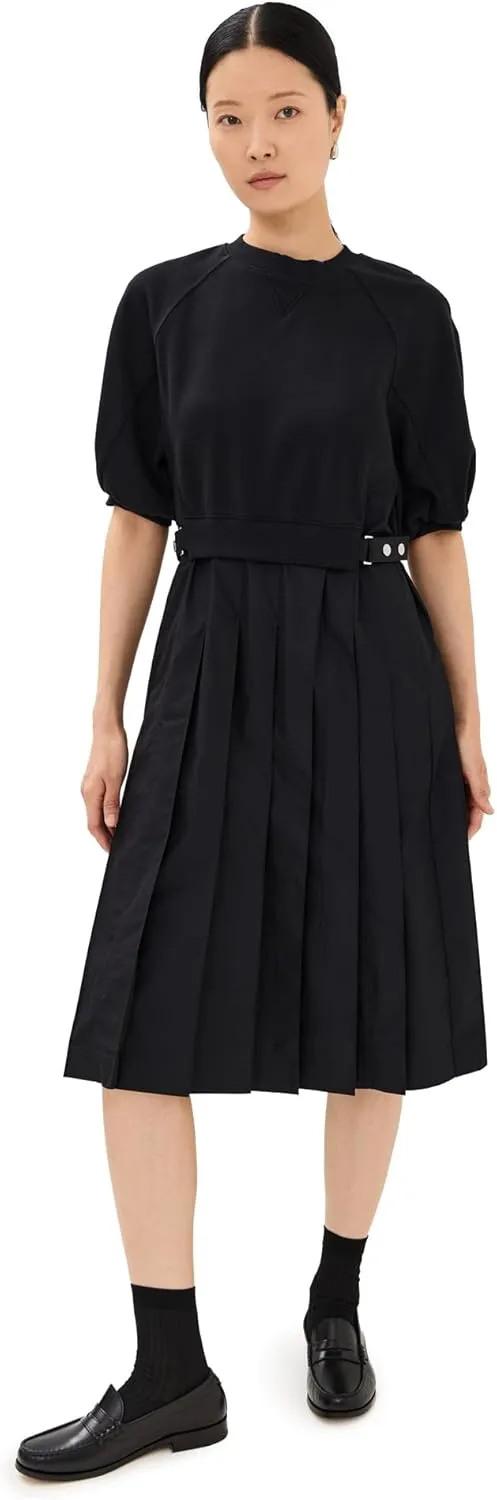 3.1 Phillip Lim Women's Lantern Sleeve Sweatshirt Dress with Pleated Poplin Combo