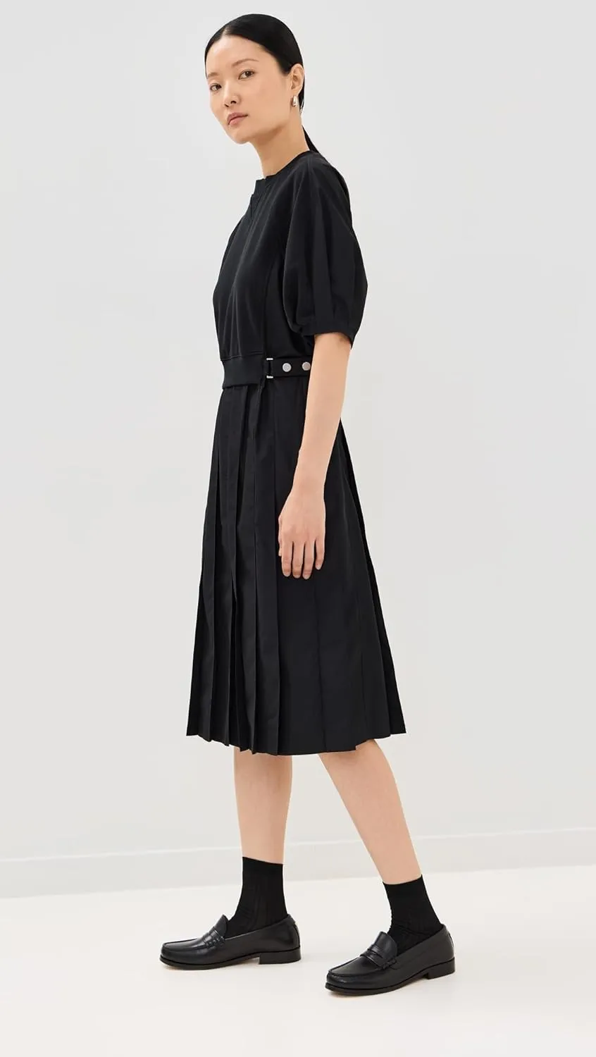 3.1 Phillip Lim Women's Lantern Sleeve Sweatshirt Dress with Pleated Poplin Combo