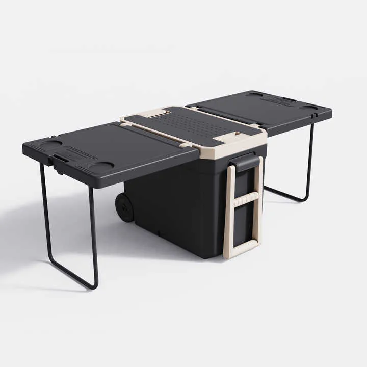 32L Cooler Box With Table And Chairs, Multifunctional Outdoor Camping Foldable Table and Chair Cooler Box