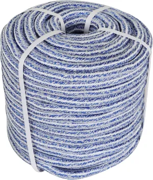 3/4 in x 200FT Arborist Bull Ropes, 24 Strand Tree Rope, High Strength Polyester Rope for Garden, Boat, Swing (Blue and White)