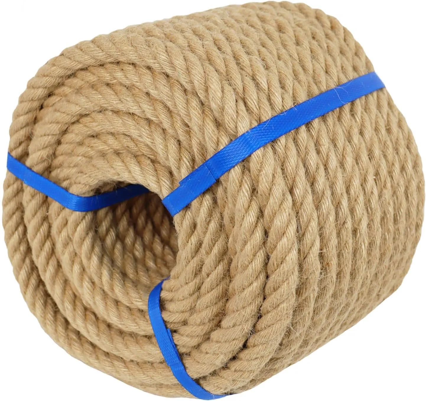 3/4 Inch Natural Jute Rope, 150 Feet Thick Hemp Rope, 4 Strands Twisted Manila for Crafts, Railings, Hammock, Nautical, Home Decorating, Indoor/Outdoor Use