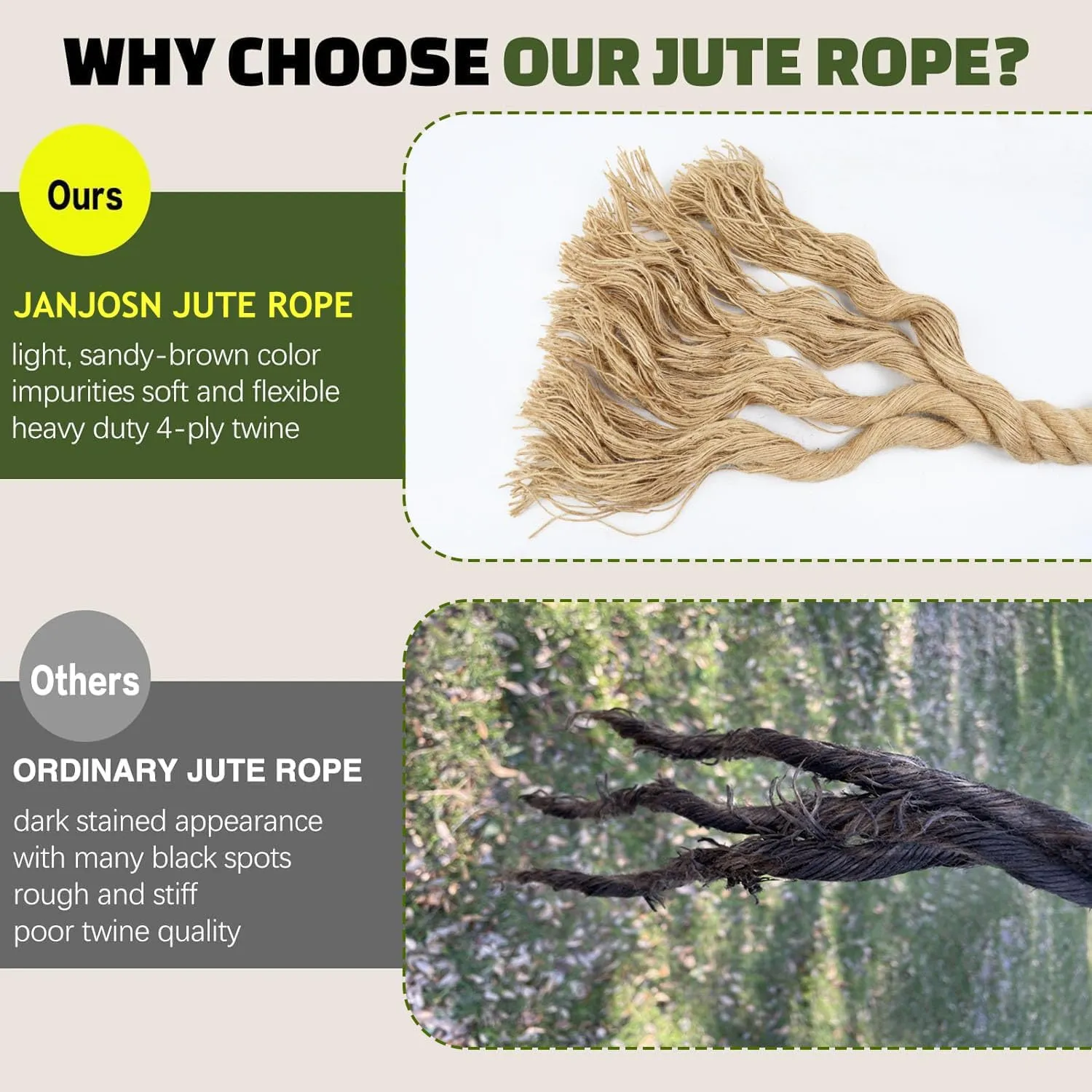 3/4 Inch Natural Jute Rope, 150 Feet Thick Hemp Rope, 4 Strands Twisted Manila for Crafts, Railings, Hammock, Nautical, Home Decorating, Indoor/Outdoor Use