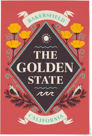 36x54 Inch Giclee Print, Bakersfield, California, State Motto Crest, State Series