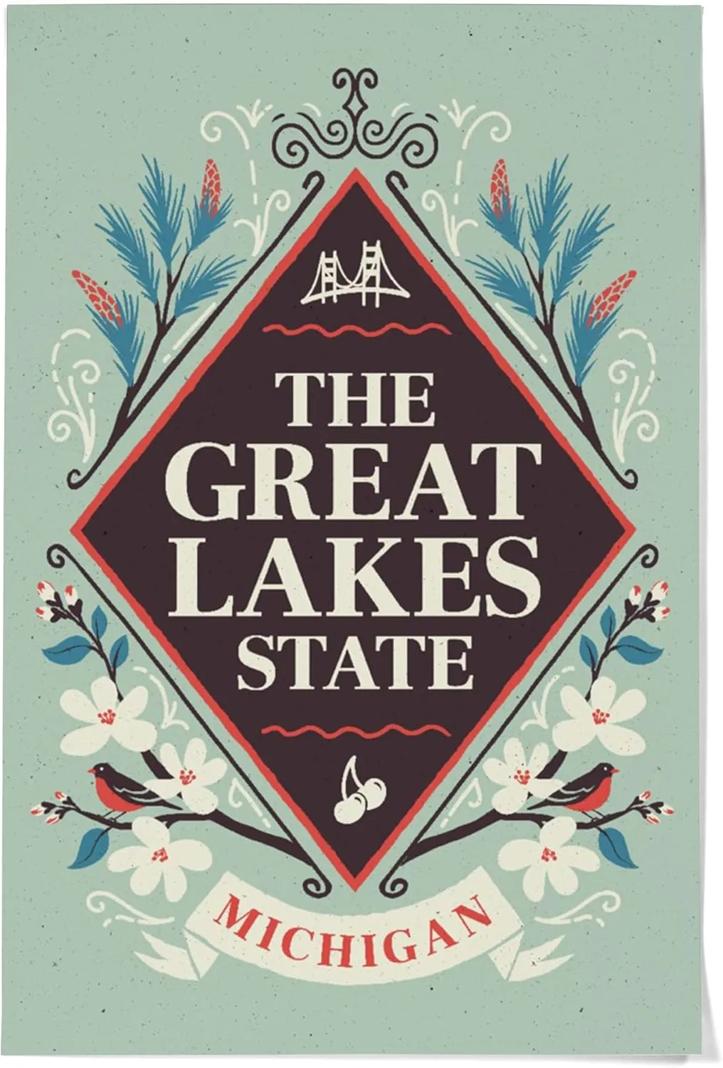 36x54 Inch Giclee Print, Michigan, State Motto Crest, State Series