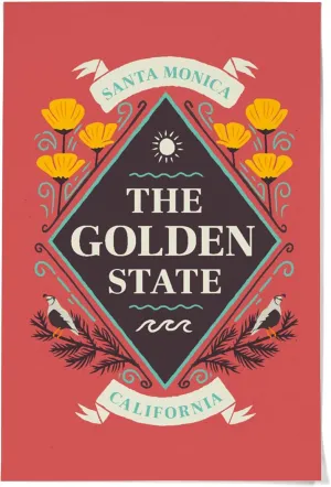 36x54 Inch Giclee Print, Santa Monica, California, State Motto Crest, State Series