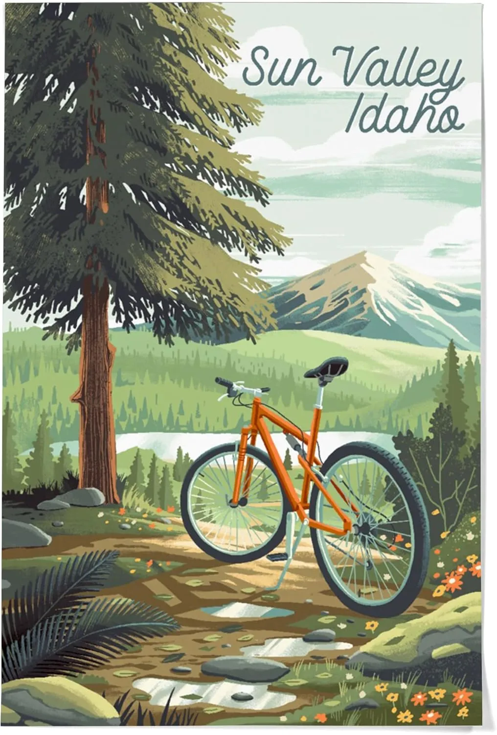 36x54 Inch Giclee Print, Sun Valley, Idaho, Off To Wander, Cycling with Mountains