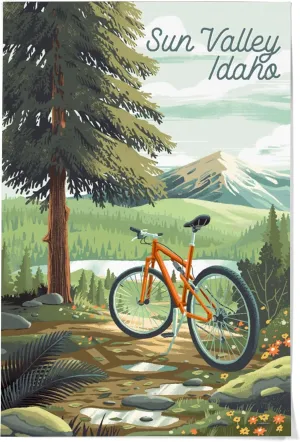 36x54 Inch Giclee Print, Sun Valley, Idaho, Off To Wander, Cycling with Mountains