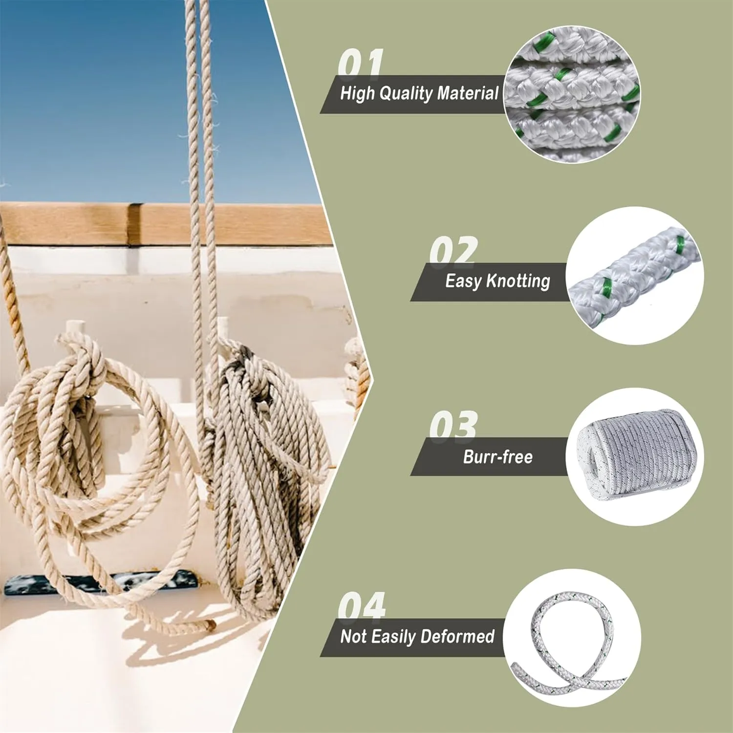 3/8 inch Arborist Bull Rope 4800Lbs Breaking Strength 200 Feet New Braided Polyester Rope
