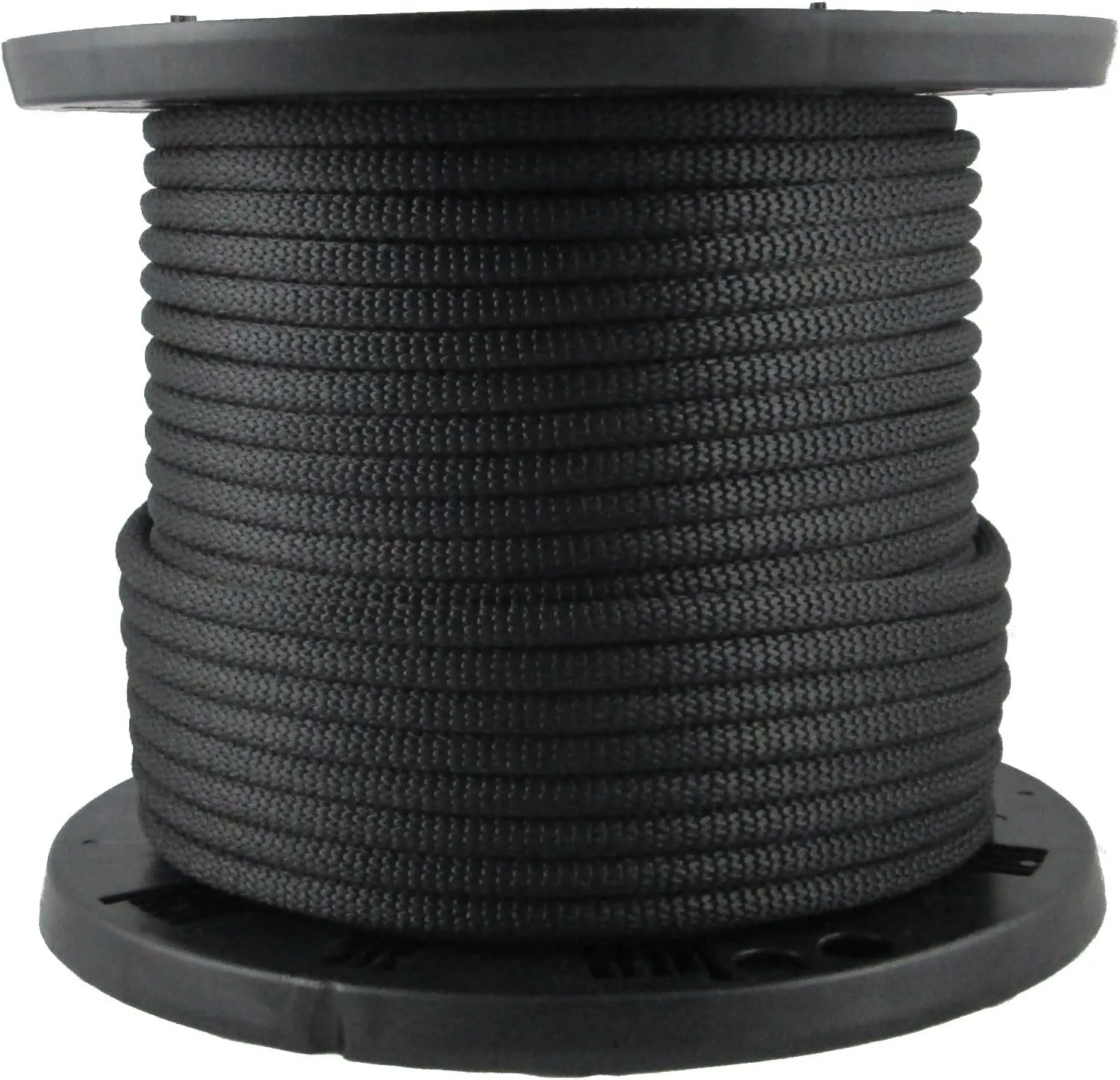3/8 inch Black Dacron Polyester Rope - 250 Foot Spool | Solid Braid - Industrial Grade - High UV and Abrasion Resistance - Low Stretch