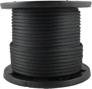 3/8 inch Black Dacron Polyester Rope - 250 Foot Spool | Solid Braid - Industrial Grade - High UV and Abrasion Resistance - Low Stretch