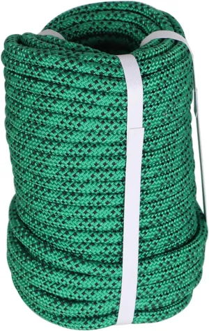 3/8IN x 100FT 3520Lbs Green Black Braided Polyester Arborist Rigging Rope for Flagpole Halyard Clothesline Camping Sailing Swings