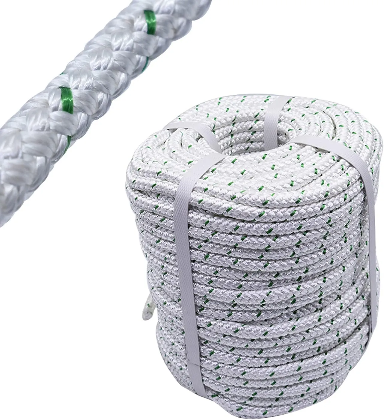 3/8In x 200FT 4800 lbs Breaking Strength,Double Braid Polyester Rope Breaking Strength Strong Pulling Rope,Heavy Duty Rope for Tie, Pull, Swing and Knot