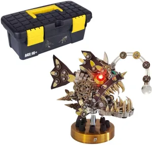3D Metal Puzzle Kits, 700 PCS DIY Steampunk Mechanical Lantern Fish Model, Ornament Toy for Teens and Adults