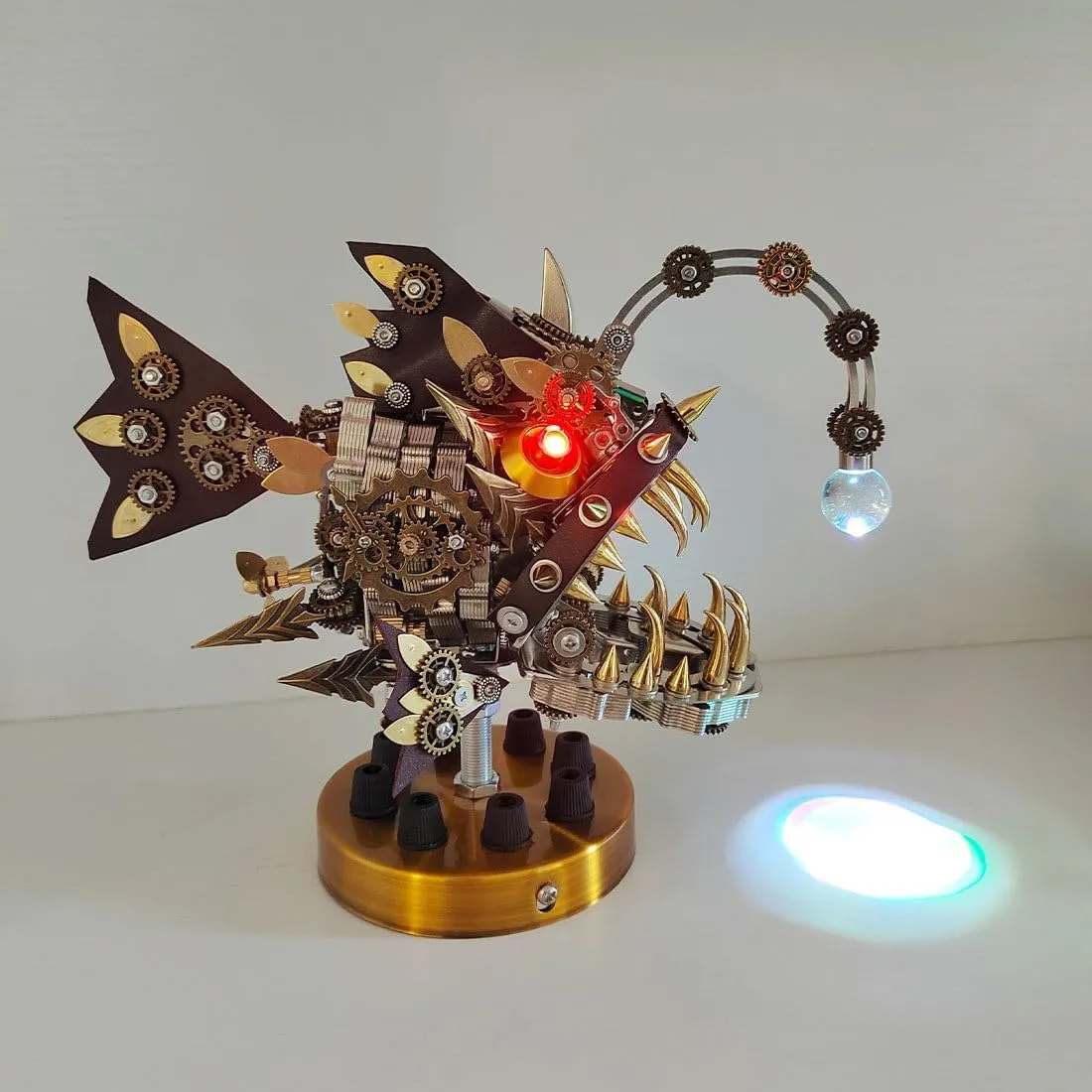 3D Metal Puzzle Kits, 700 PCS DIY Steampunk Mechanical Lantern Fish Model, Ornament Toy for Teens and Adults