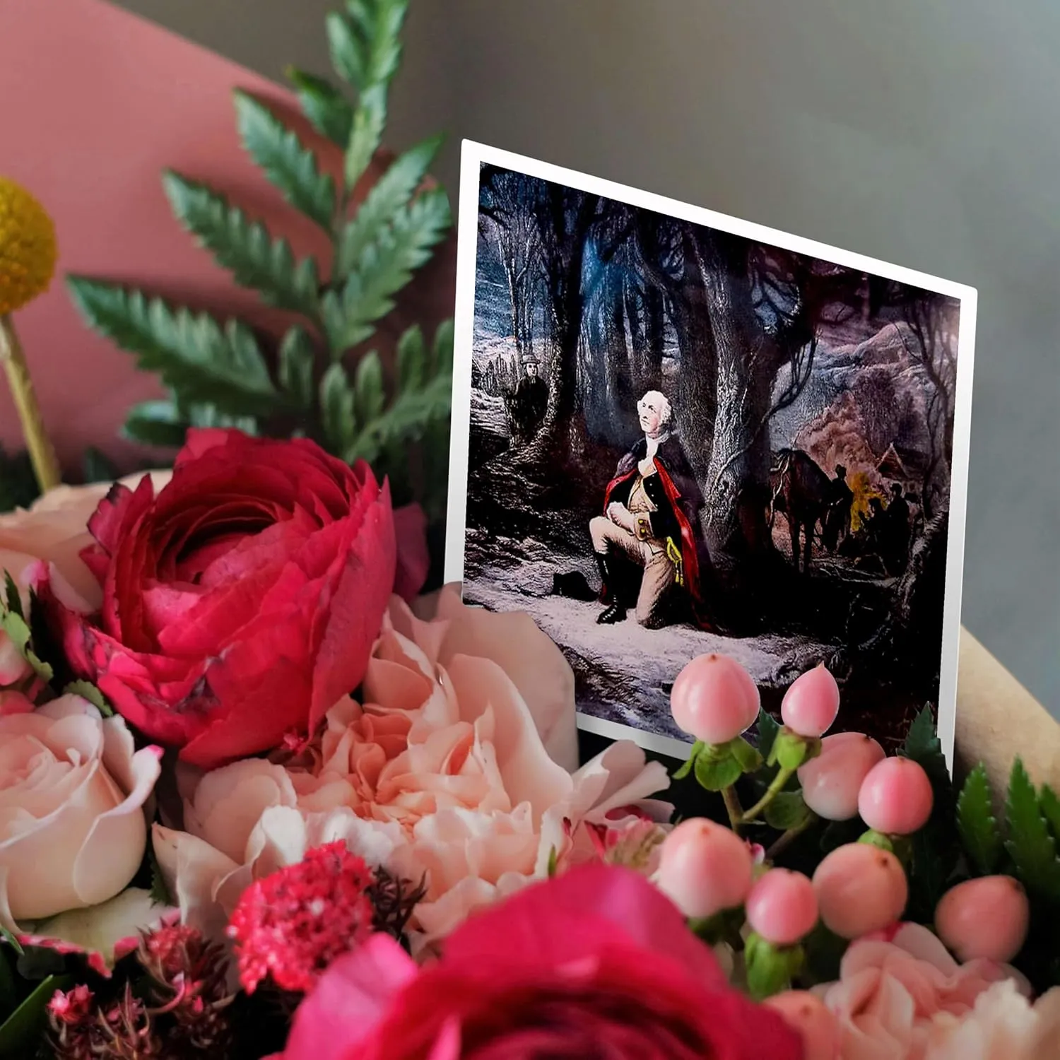3dRose Greeting Cards - George Washington Prays at Valley Forge - 12 Pack - Magic Lantern Slides