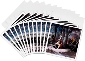 3dRose Greeting Cards - George Washington Prays at Valley Forge - 12 Pack - Magic Lantern Slides