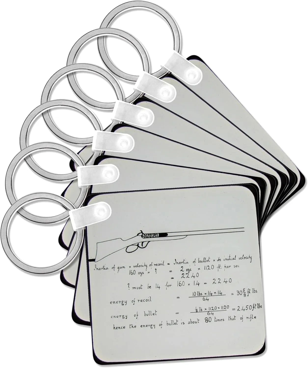 3dRose, Magic Lantern Slide Science Lesson Velocity of Bullet from Rifle Math, Key Chain