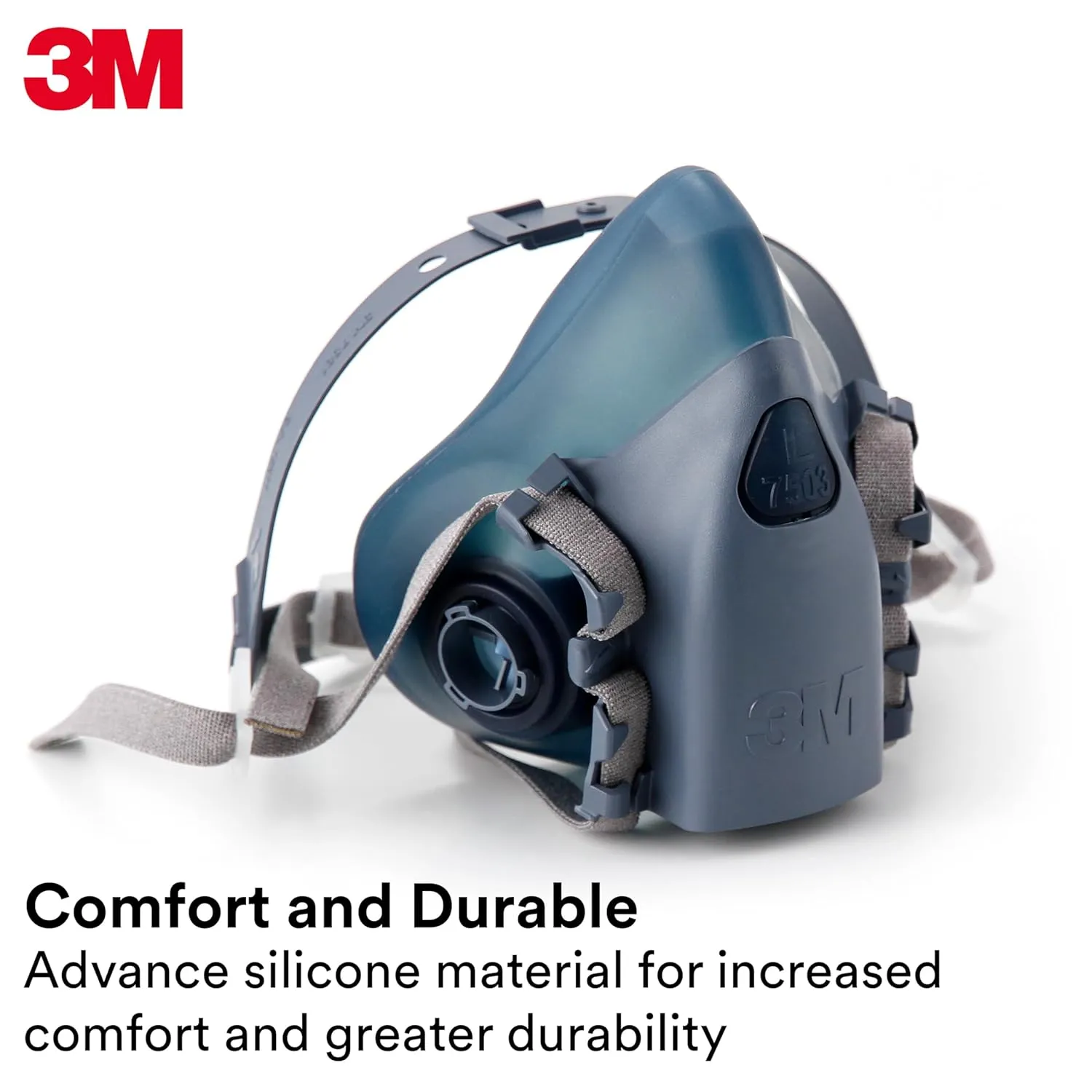 3M Reusable Respirator Half Facepiece 7502, NIOSH, 3M Cool Flow Valve, Dual Airline Supplied Air Compatible, Integrated Dropdown Suspension, Bayonet Connections, For Chemical Handling, Painting, Med