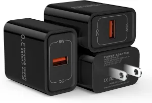 3Pack Quick Charge 3.0 Wall Charger Samsung Fast Charging Block 18W QC 3.0 USB Charger Wall Adapter Plug for Samsung Galaxy S24 S23 S22 S21 S10 S9 S8 Z Flip 6 5 4 Z Fold 6 5 4 A16 A25 A35 A54 A53 A13