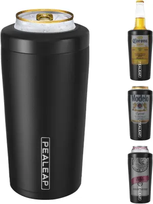 4 in 1 Insulated Slim Can Cooler for 12 OZ Cans and Beer Bottle - Keep 8 Hours Cold, Easy to Hold - Stainless Steel Can Holder, Double Walled Can Insulator for Hard Seltzer and More