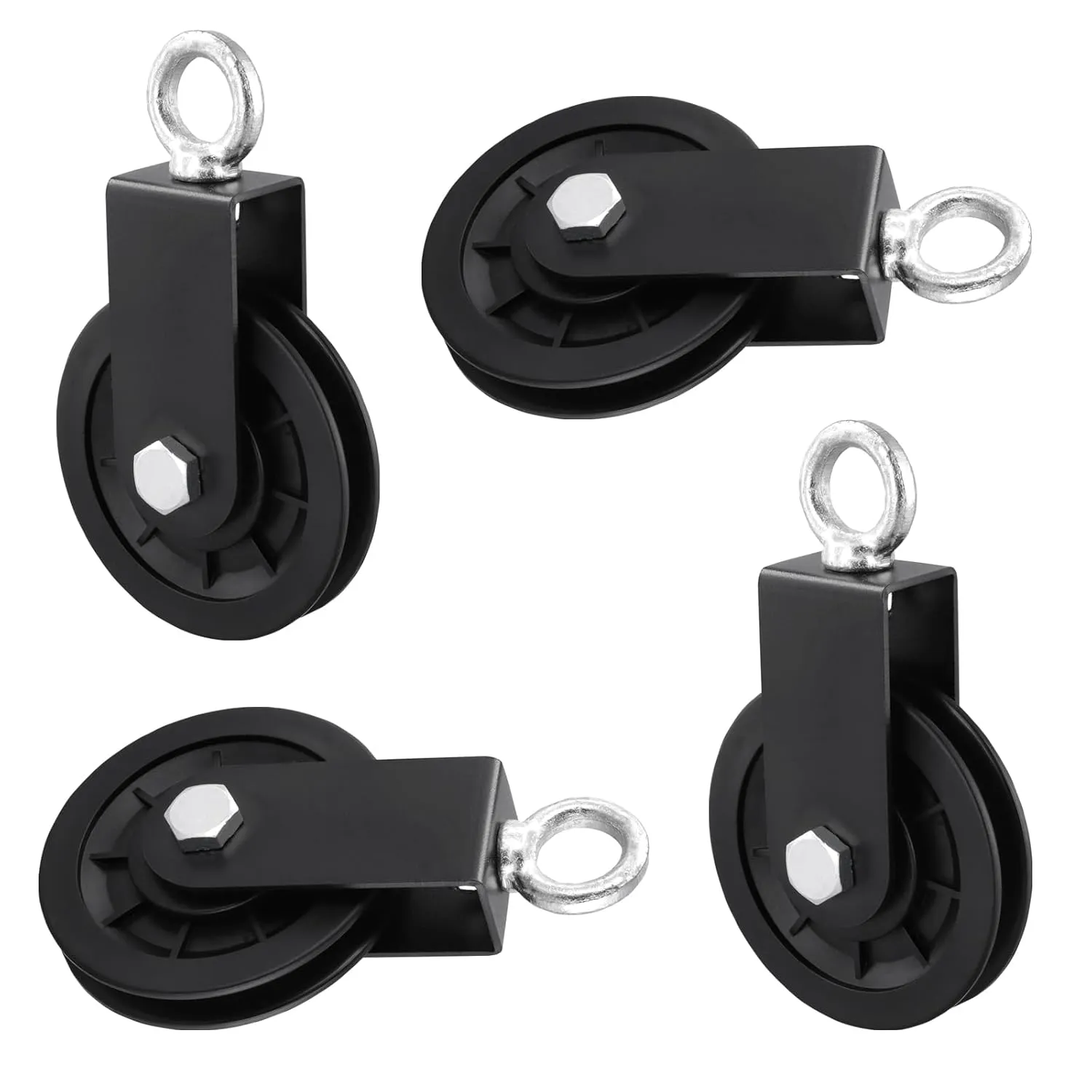 4 Pack 3.5 Inch/90mm Pulley Cable Wheel, 360 Degree Detachable Rotation Traction Wheel, Heavy Duty Fitness Pulley Wheel for Gym Pulley System Equipment,Traction Wire Ropes