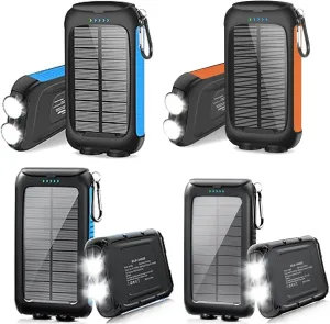 4 Pack Solar Power Bank with USB-C Port/LED Flashlight for Camping Travel Outdoor Activities