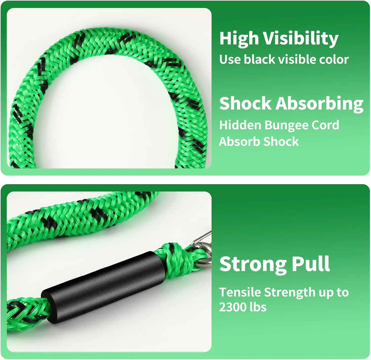 4 Pcs Boat Bungee Dock Lines, 4 Feet Mooring Rope for Docking Stretches to 6 Feet, Mooring Line Boat Accessories Docking Ropes PWC Dock Ties for Boats with a Hook (Green and Black)
