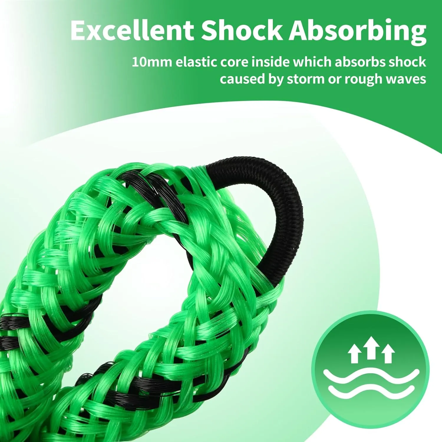 4 Pcs Boat Bungee Dock Lines, 4 Feet Mooring Rope for Docking Stretches to 6 Feet, Mooring Line Boat Accessories Docking Ropes PWC Dock Ties for Boats with a Hook (Green and Black)