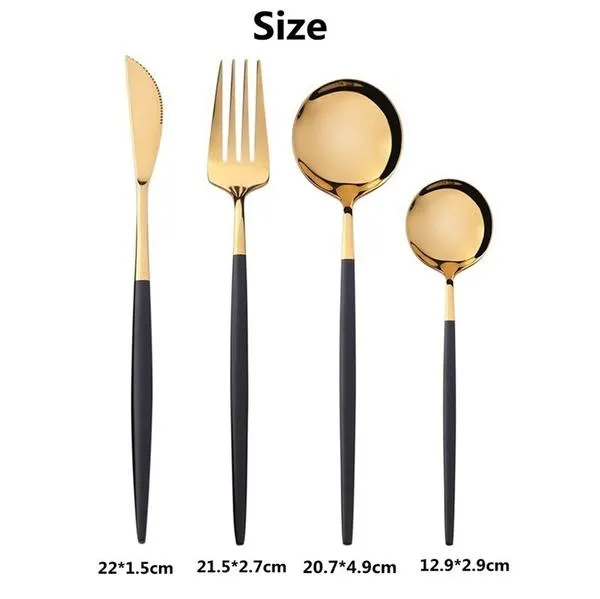 4-Pieces: Mirror Polish Dinnerware Set Stainless Steel Cutlery Set Flat Tableware