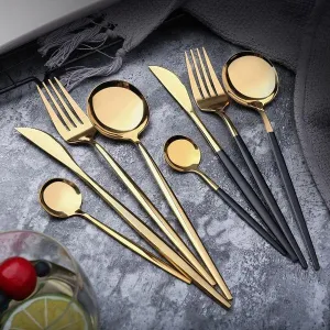 4-Pieces: Mirror Polish Dinnerware Set Stainless Steel Cutlery Set Flat Tableware