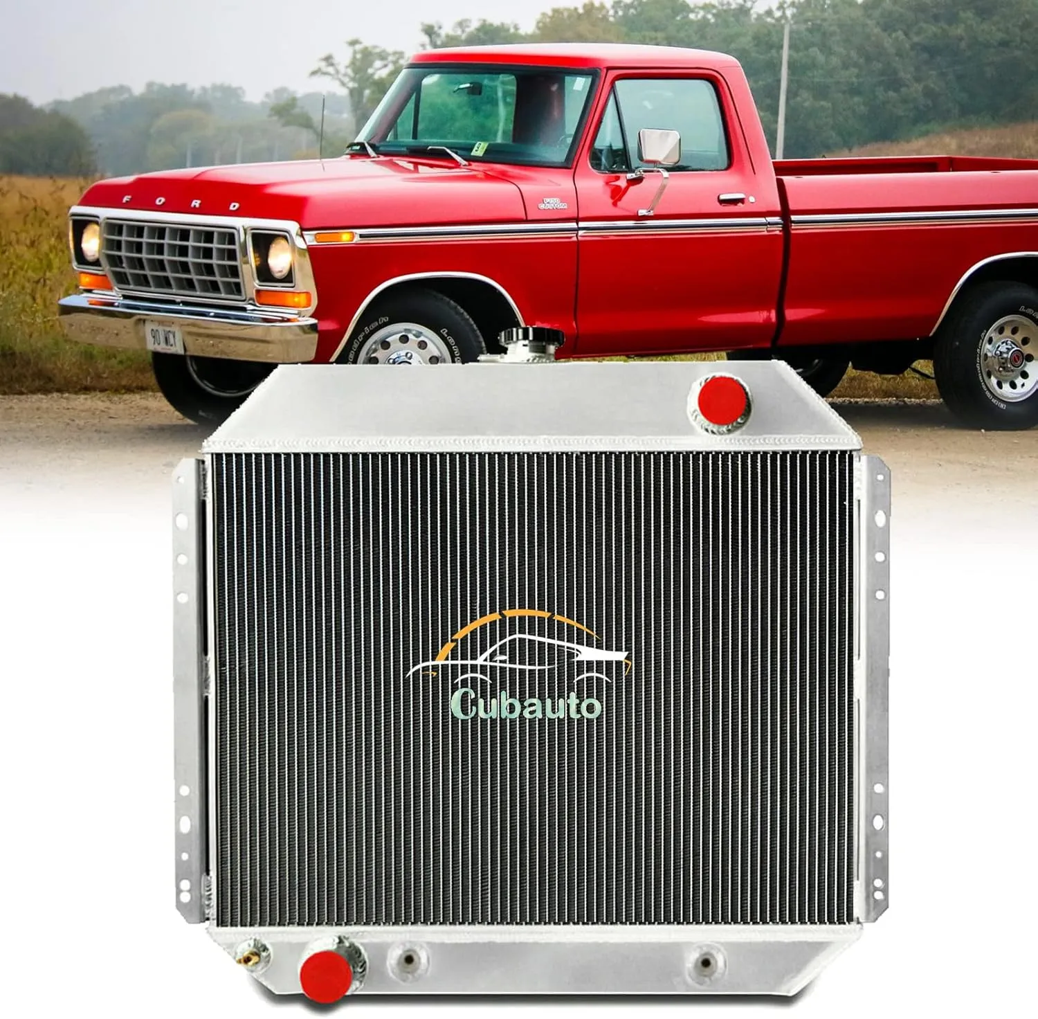 4 Row Aluminum Radiator For 1966-1979 Ford F-100 F-150 F250 F-350 Bronco Truck Radiador 68 71 72 75 High Performance Radiators
