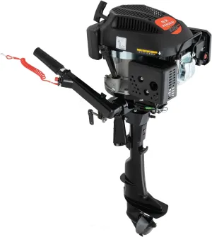 4-Stroke 6HP Outboard Motor, 140CC Heavy Duty Gas Powered Boat Engine w/Air Cooling &CDI Ignition System, Short Shaft Outboard Fishing Boat Motor for Dinghies Inflatable Boats