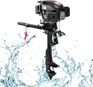 4-Stroke Outboard Motor, 6HP Boat Engine with Air-Cooling, 140cc Heavy Duty TCI Ignition, Short Shaft