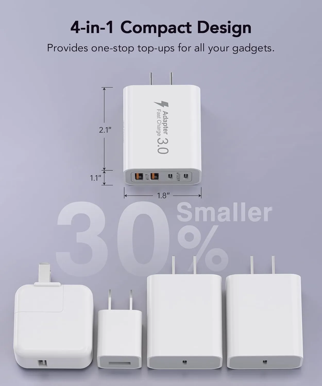 40W USB C Charger Block, 2-Pack 4-Port Type C Fast Charging Brick Dual PD&QC Wall Plug Adapter Compatible for iPhone 16/15/15 Pro/ 15 Pro Max/14/13/12, iPad, Airpods, iwatch, Samsung Galaxy