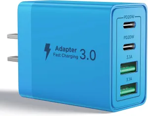 40W USB C Charger Block, 4-Port Type C Fast Charging Brick Dual PD&QC Wall Plug Adapter Wall Charger for iPhone 16/16 Pro/ 16 Pro Max/15/14/13/12, iPad, Airpods, iwatch, Samsung Galaxy