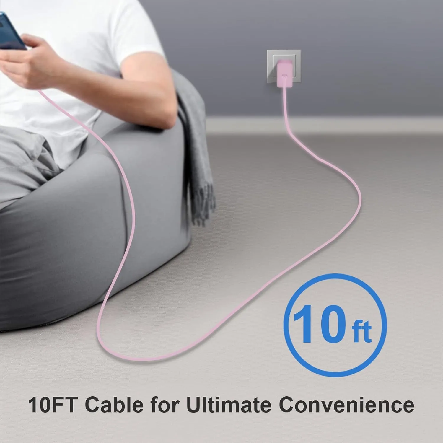 45W Type C Charger, USB C Charger 2-Pack iPhone 15 16 Charger 10FT with iPhone 16/16 Plus/16 Pro/16 Pro Max/iPhone 15/15 Pro Max/iPad Pro/AirPods/Galaxy S25 S24 S23 S22 S21,Android Charger (Pink)