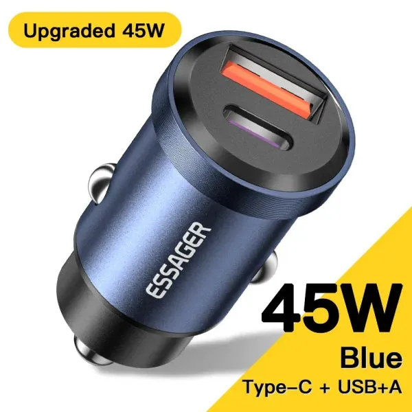 45W USB Car Charger – Fast Charging QC 4.0 PD 3.0 Type-C Adapter