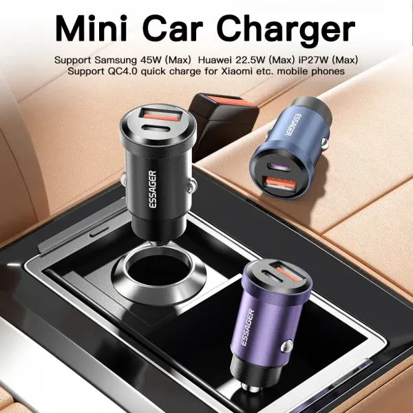 45W USB Car Charger – Fast Charging QC 4.0 PD 3.0 Type-C Adapter