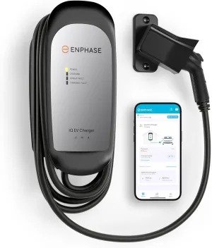 48 Amp Smart EV Charger - Enphase IQ 60, Hardwired, 11.5kW Power, 240V, 5-Year Warranty, Wi-Fi Connected, Safety Certified, 25ft Cable & Ruggedized J1772 Connector